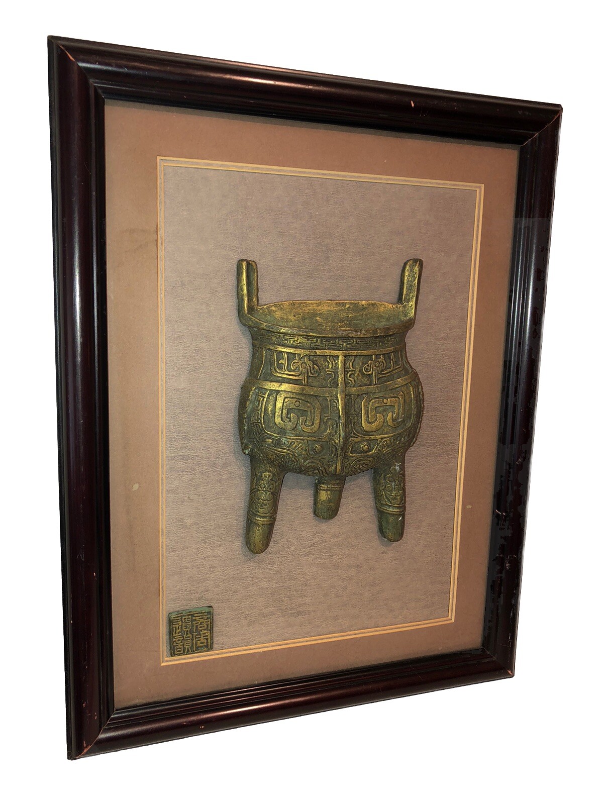 MCM nice framed 3D Ceramic Hanging Wall art Picture Chinese tripod cauldron MCM nice framed 3D Ceramic Hanging Wall art Picture Chinese tripod cauldron