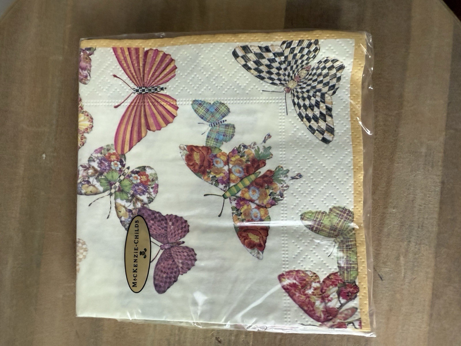 Retired Mackenzie Childs Butterfly Garden Cocktail Napkins New In Package