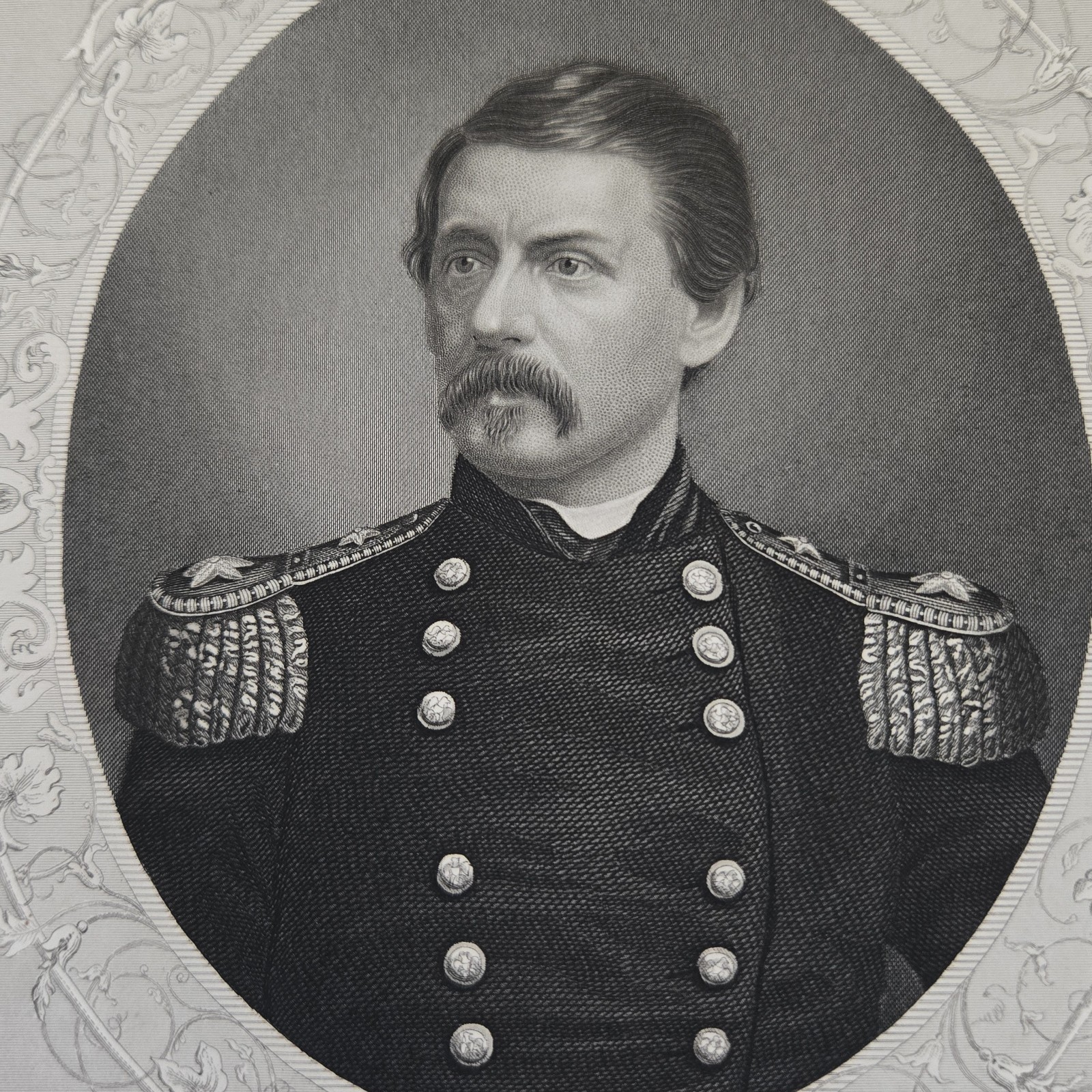 Antique Civil War Engraved Portrait George McClellan by R. Dudensing from Photo Antique Civil War Engraved Portrait George McClellan by R. Dudensing from Photo