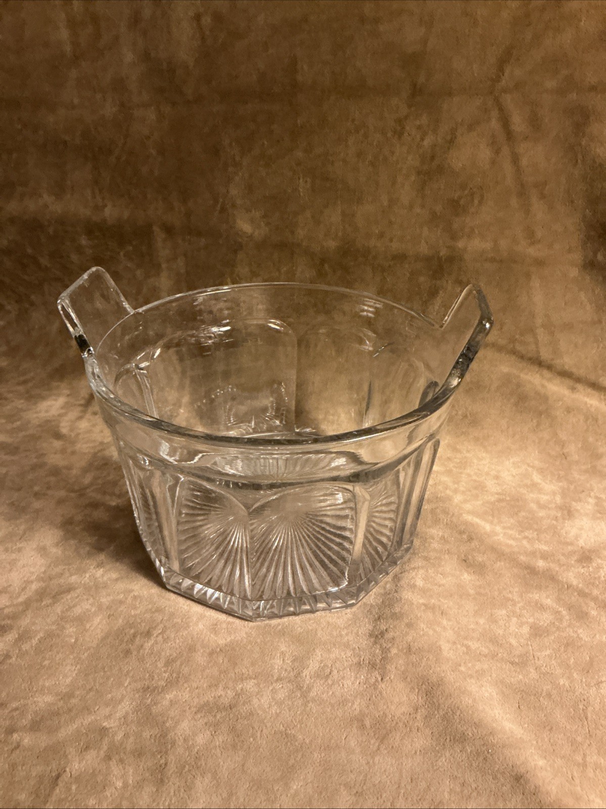 Vintage Bartlett Collins glass flared tab handle panel design ice tub/bucket