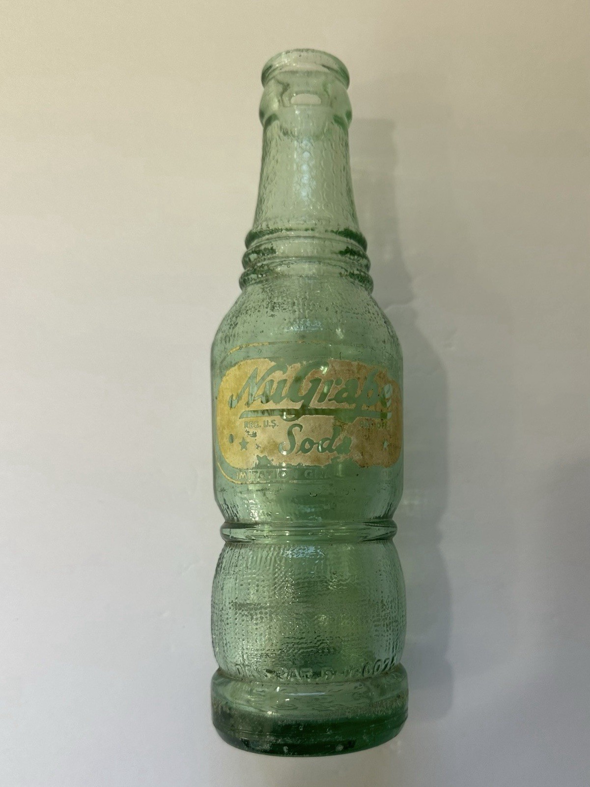 Vintage NuGrape Soda Green ACL Coca-Cola Bottling Co Bottle 10 oz Factory Flaw