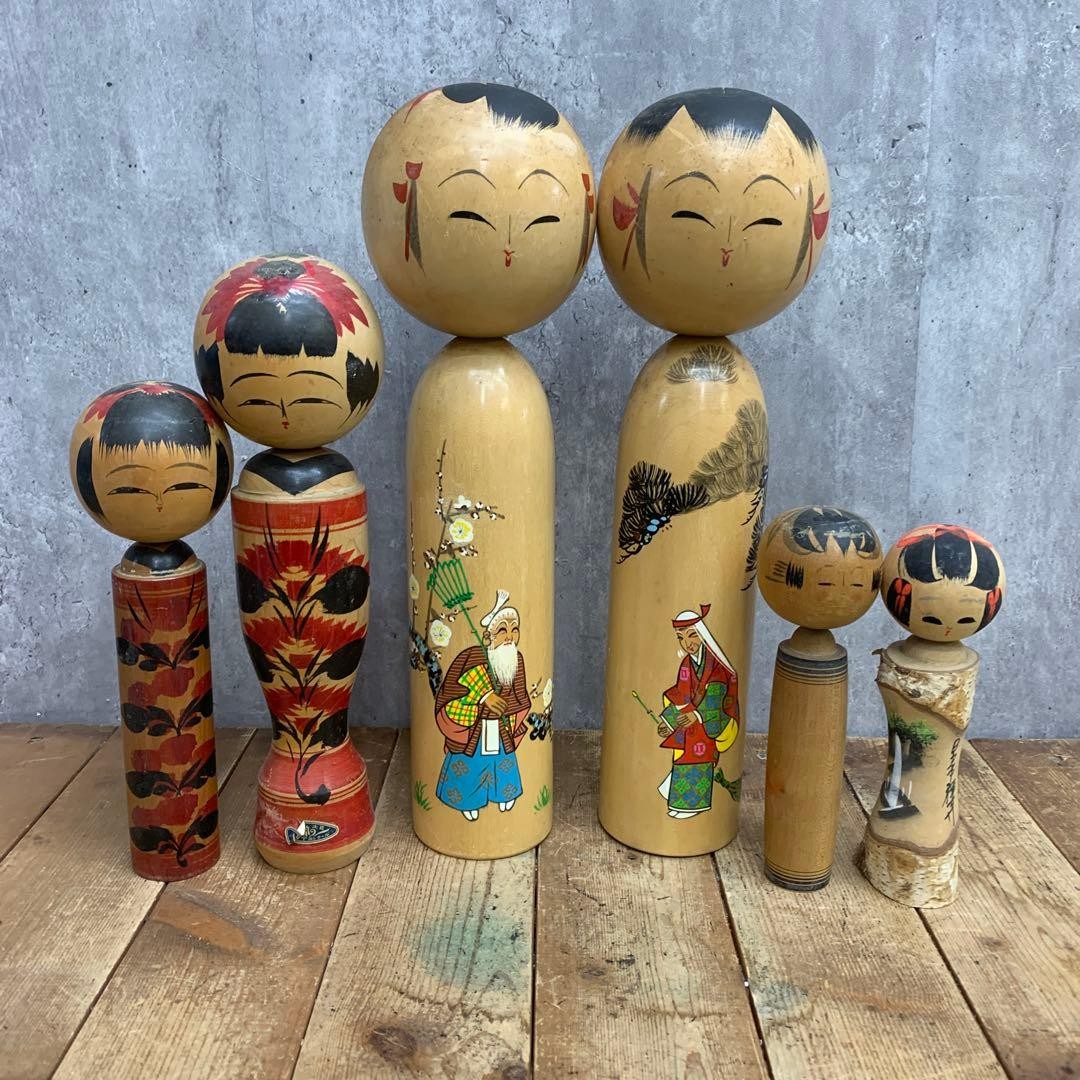 D 3 Traditional Kokeshi 6 Piece Set Tsugaru Naruko Nikko Hand Painted