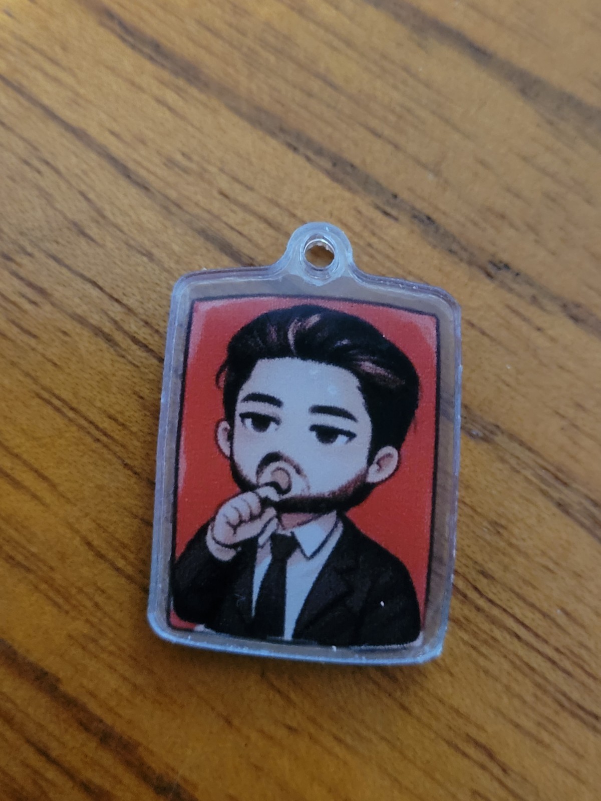 BTS BT21 Chibi Acrylic Keychain Charm Of V(Kim Taehyung) In Noir Suit 2 Sided