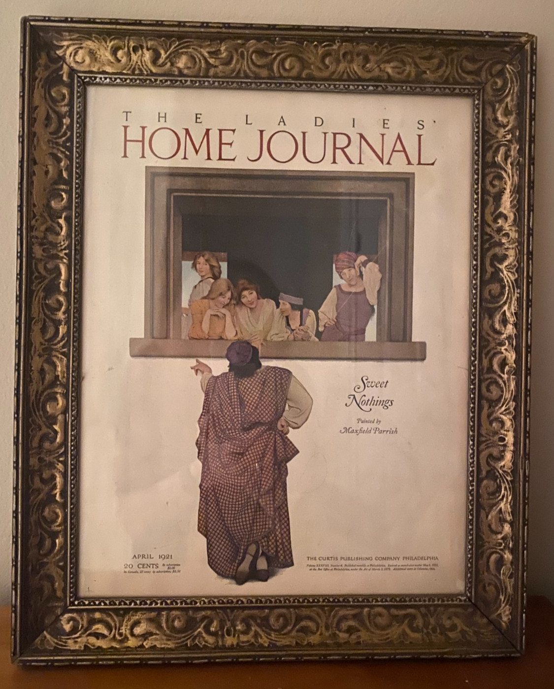 Maxfield Parrish “Sweet Nothings” Print Ladies Home Journal Cover 1921 Framed Maxfield Parrish “Sweet Nothings” Print Ladies Home Journal Cover 1921 Framed
