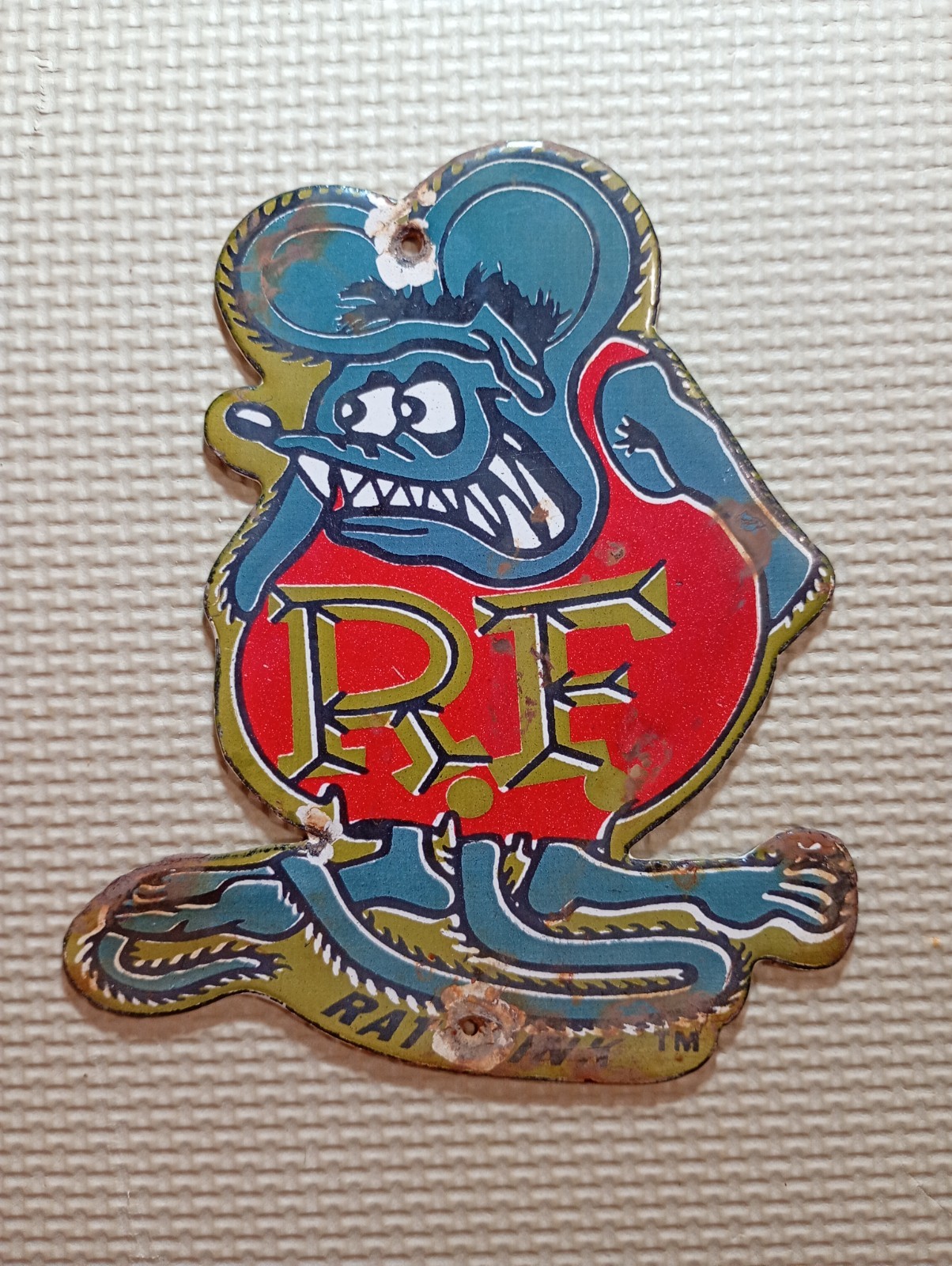 Vintage Rat Fink Ed Roth Porcelain Enamel Sign 6\ Vintage Rat Fink Ed Roth Porcelain Enamel Sign 6\
