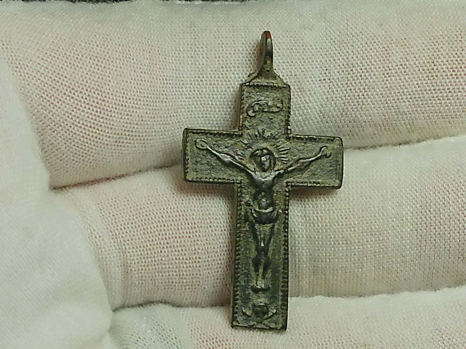 Authentic 17th - 18th Century Arma Christi Bronze Mission Crucifix - Excavated Authentic 17th - 18th Century Arma Christi Bronze Mission Crucifix - Excavated