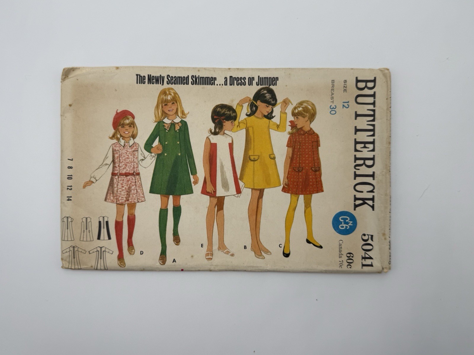 VTG 1969 Butterick UNCUT Sewing Pattern #5041 Girl’s Dress & Jumper Size 12