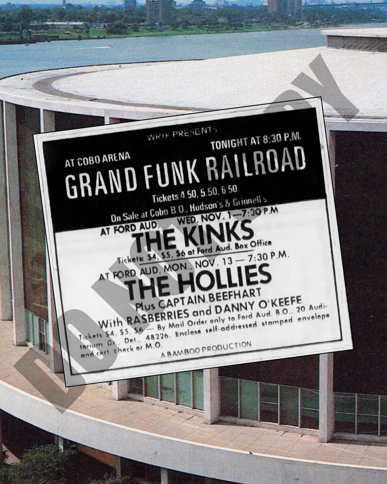 1972 Grand Funk Railroad Concert At Cobo Arena Detroit Newspaper Ad 8x10 Photo