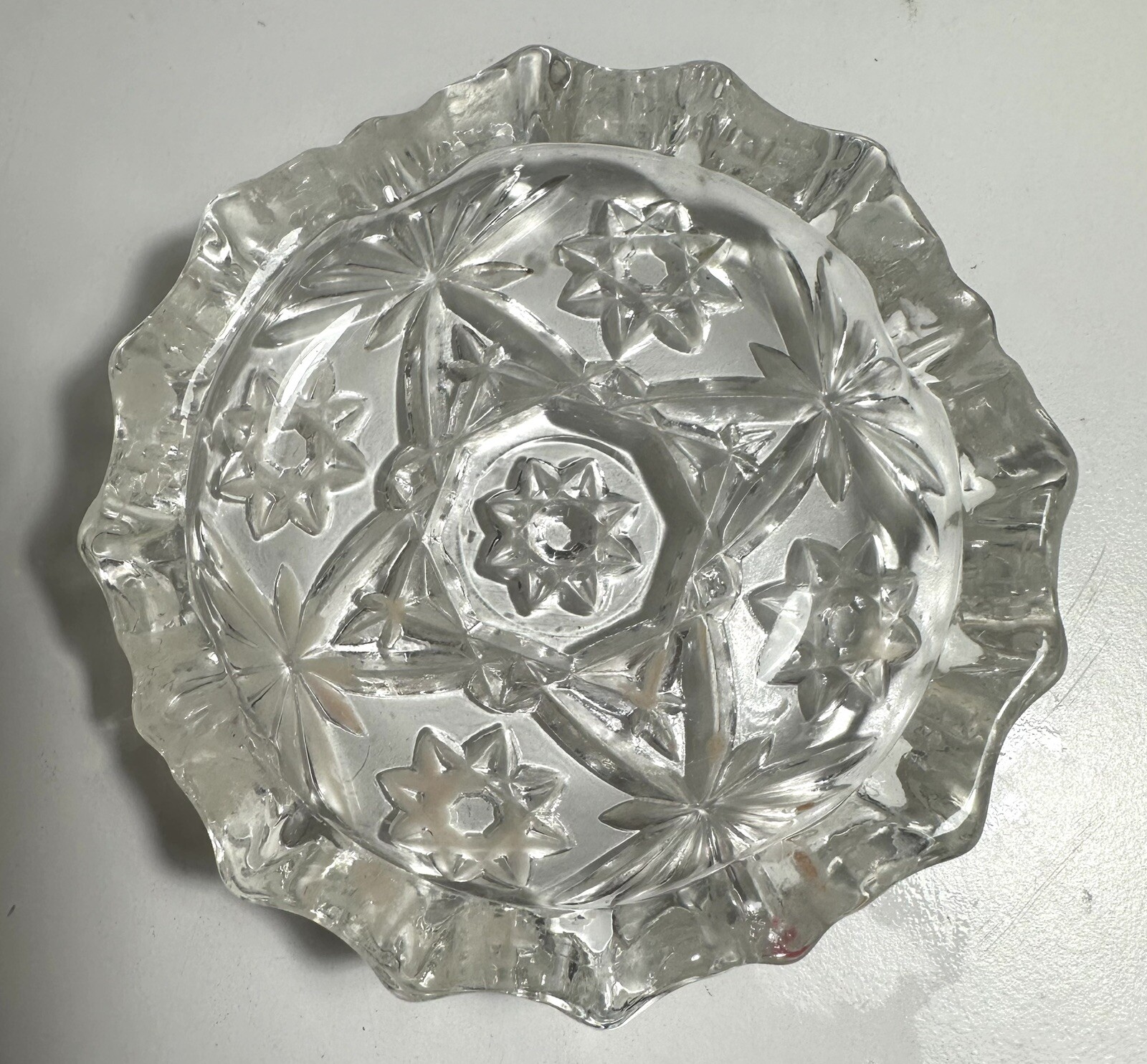 Vintage Early American Precut Glass Decorative Ashtray Tobacco