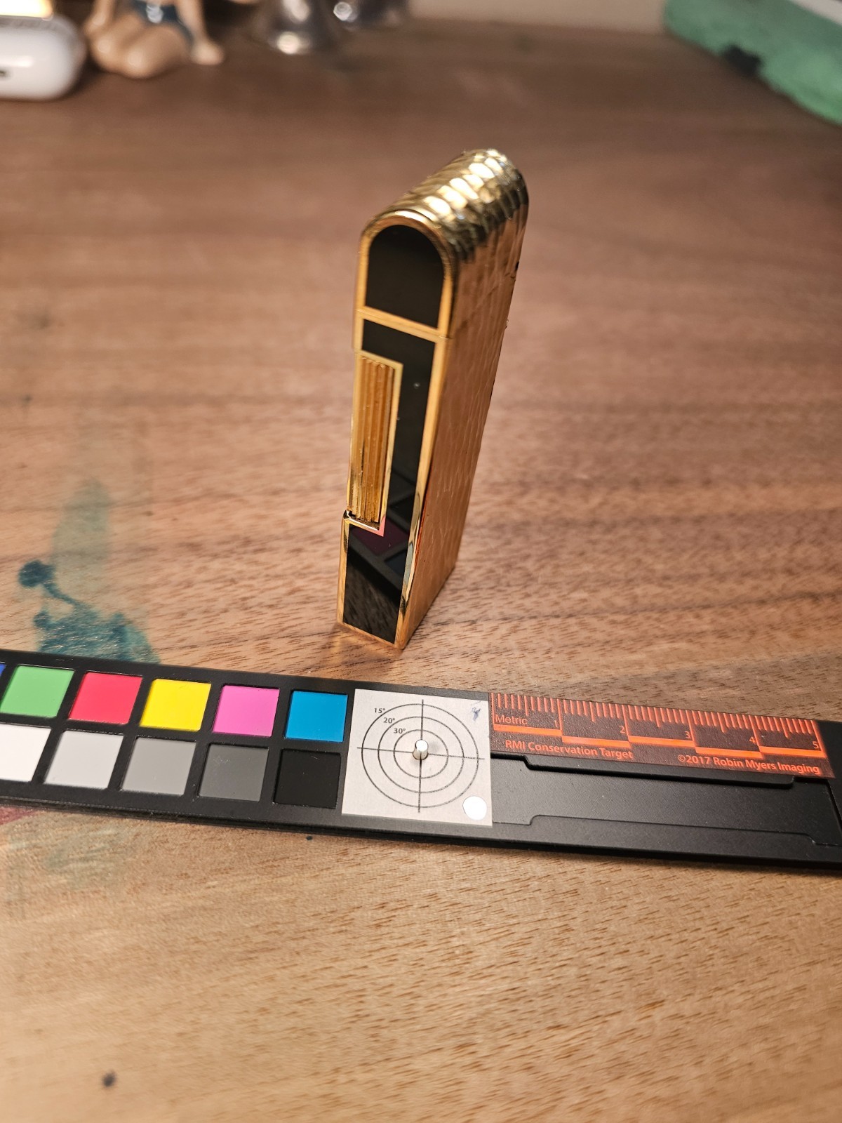 Dunhill Rollagas WORKING Vintage Lighter in RARE Black Enamel Gold DOME Bark