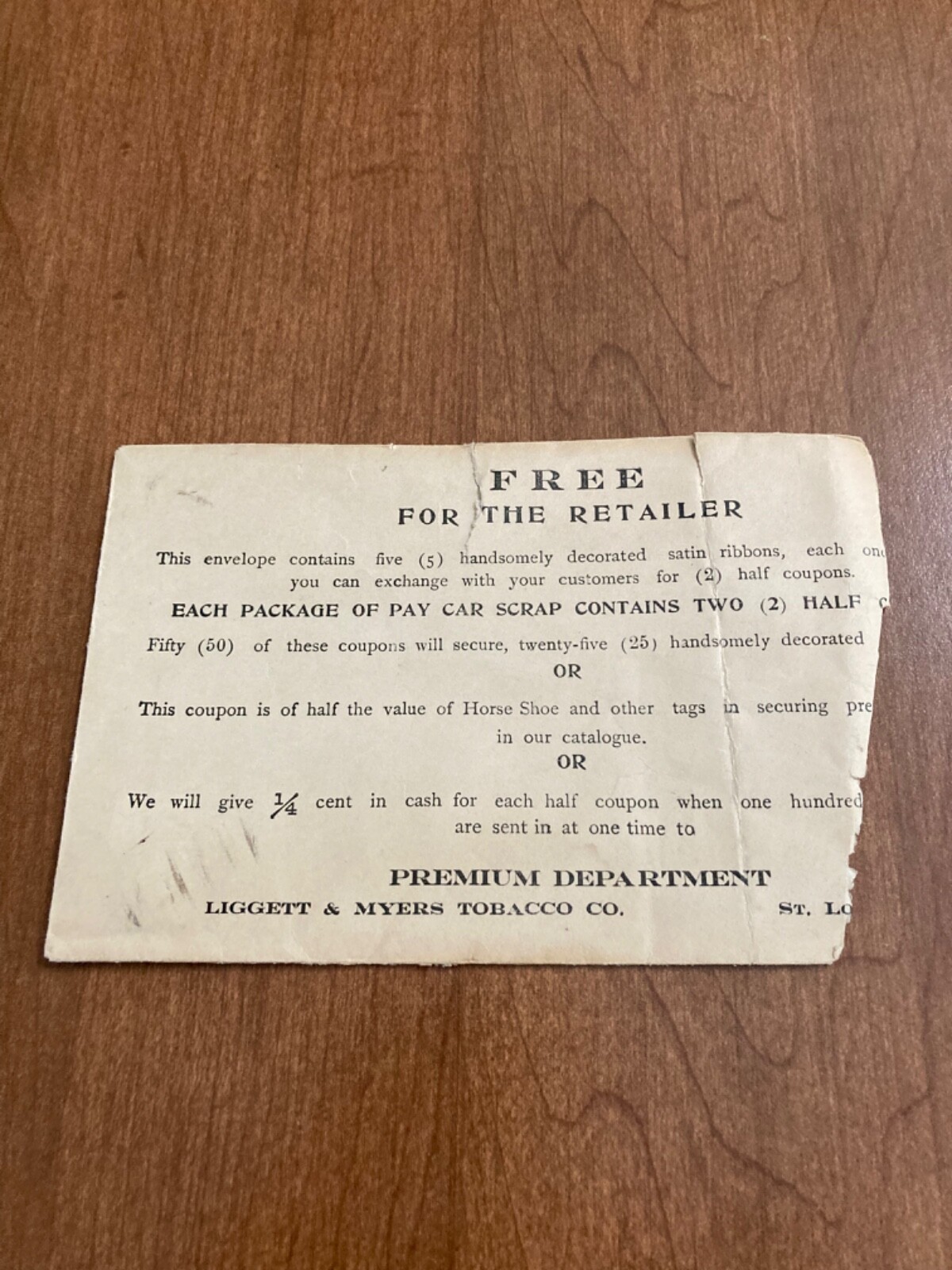 1909 1910 s74 silk wrapper envelope Liggett Myers premium 5 silks Generic