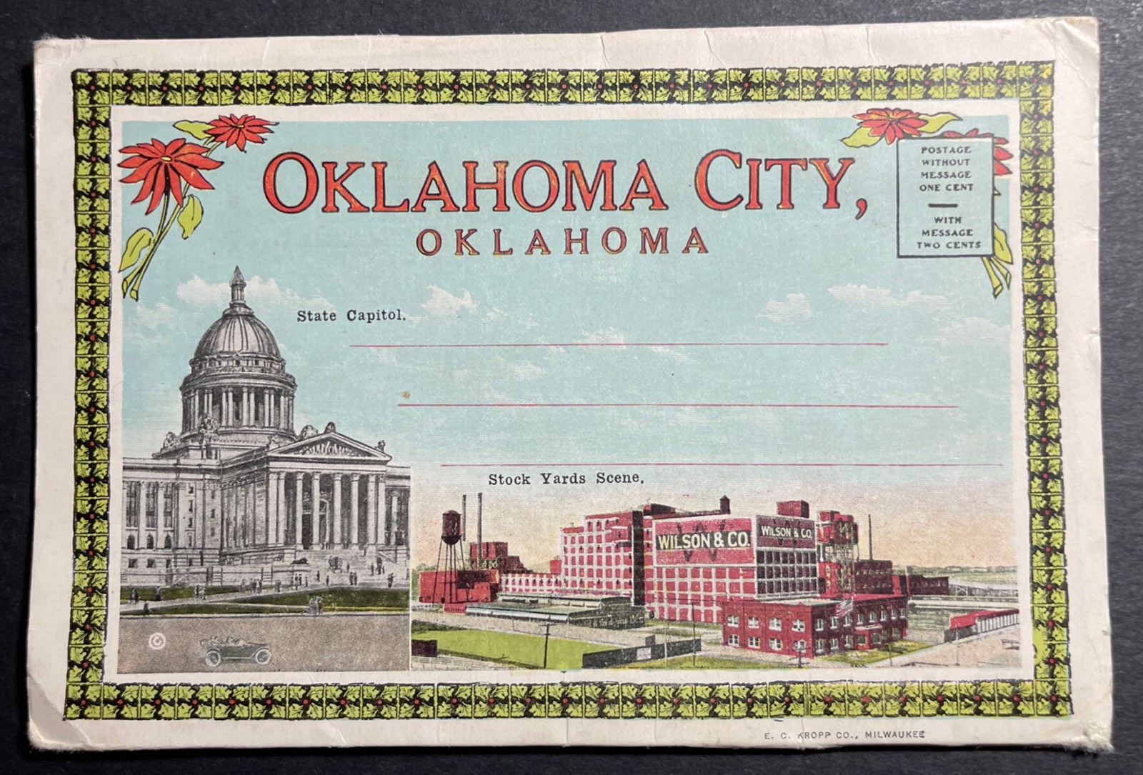 Souvenir Folder Oklahoma City Oklahoma lithograph E C Kropp Souvenir Folder Oklahoma City Oklahoma lithograph E C Kropp