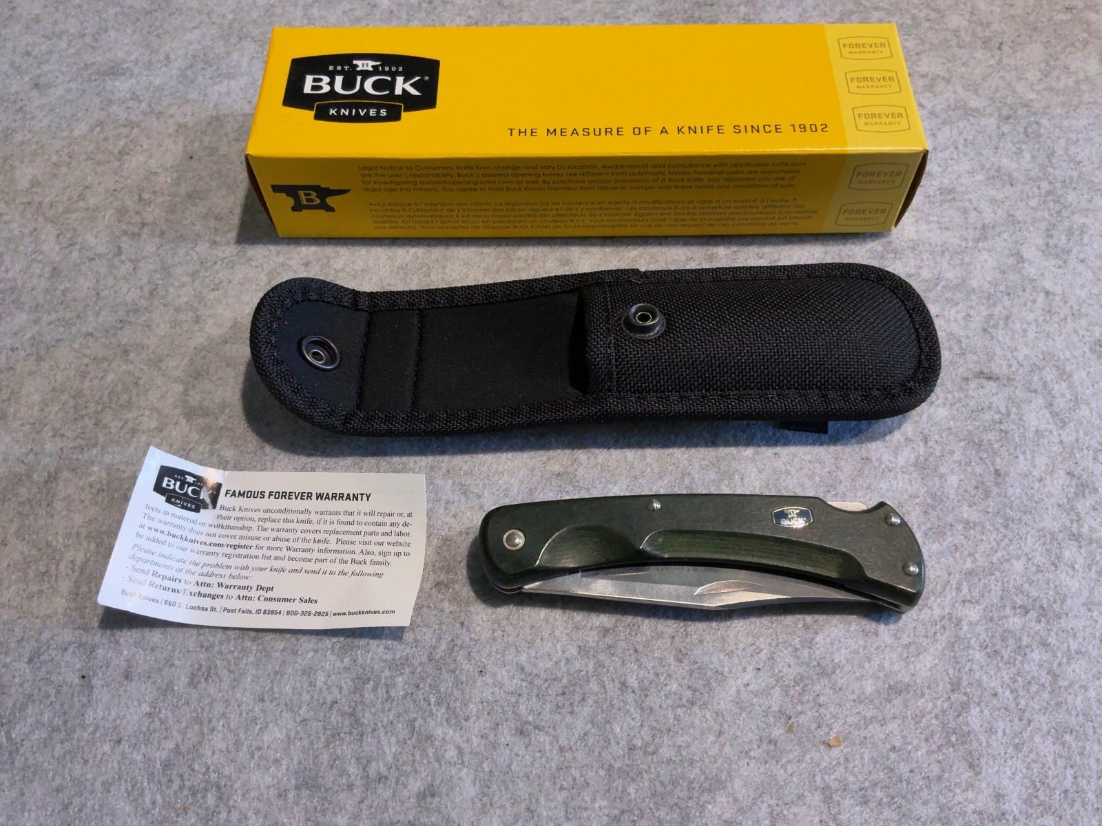 2011 Buck USA 110 Green Paperstone Folding Pocket Knife W/ Pouch New In Box