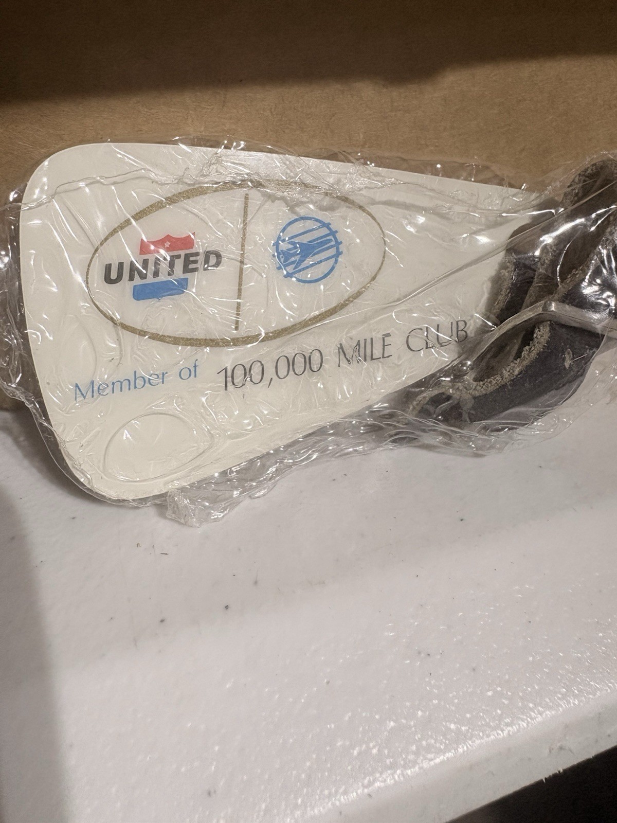 vintage United Airlines 100,000 Mile Club luggage tag.
