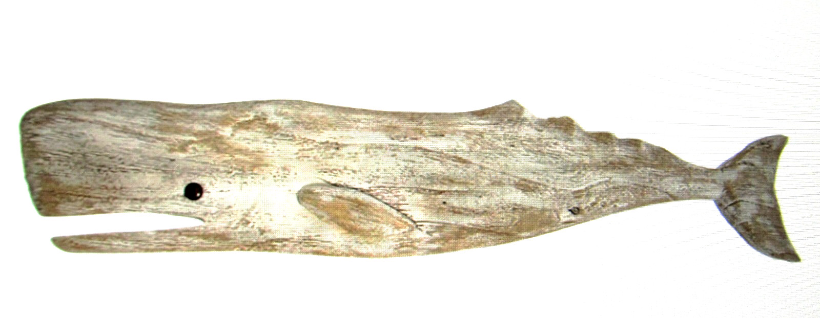 White Whale wall art hand carved wood distressed look 30\