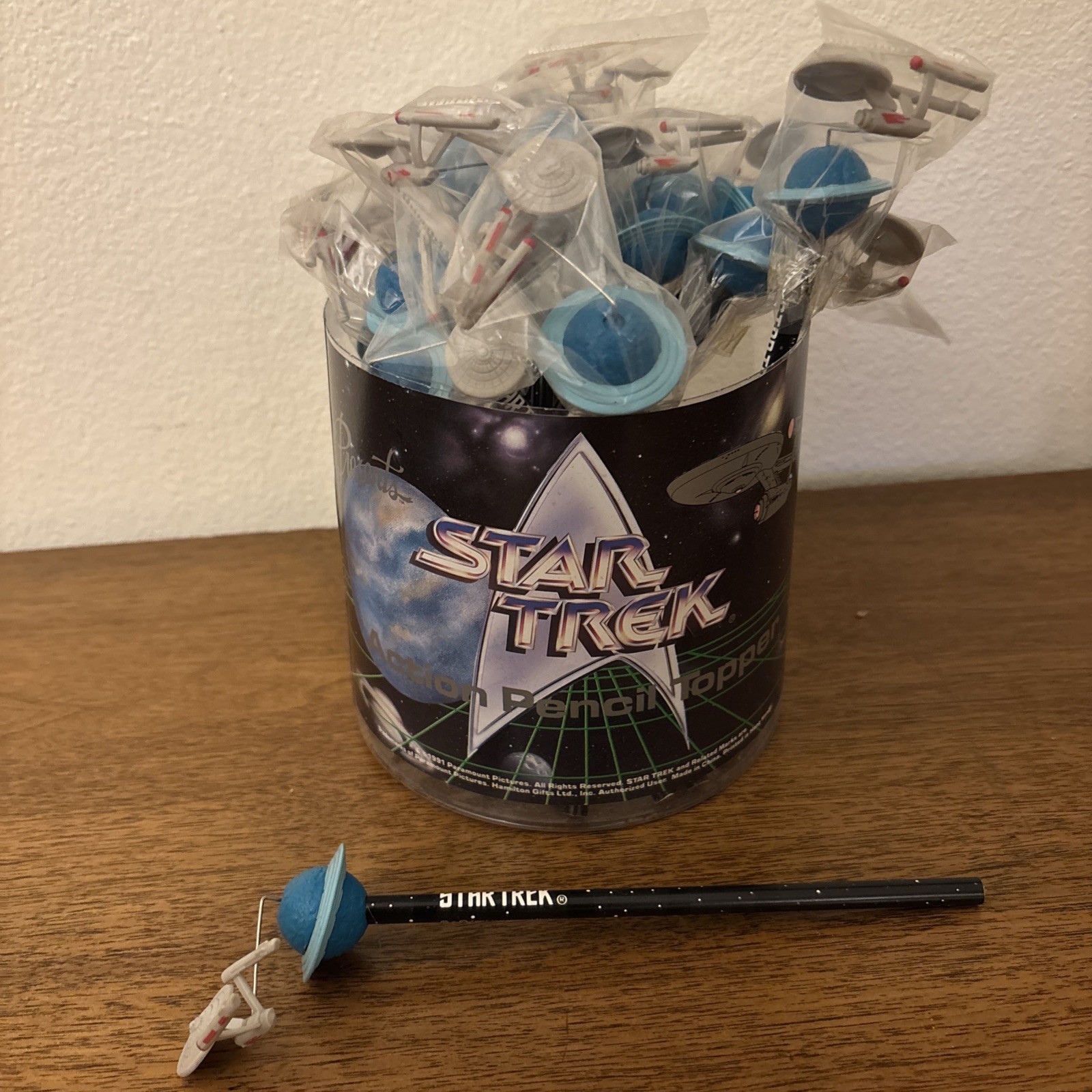 1991 Star Trek Pencil w/ Enterprise Topper New Trekkie Captain Kirk Lot Of 16