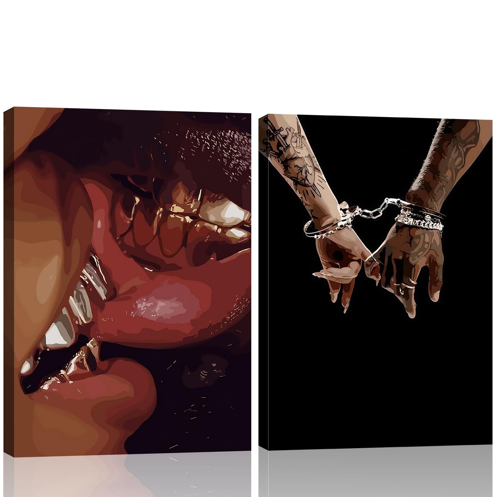 Omerecal Framed 2pcs Black Couple Canvas Wall Art African American Man And Omerecal Framed 2pcs Black Couple Canvas Wall Art African American Man And