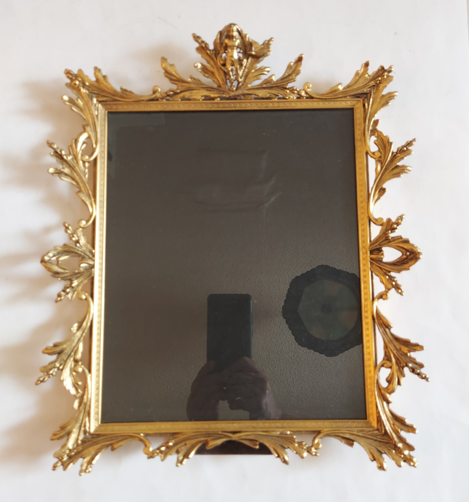 Vintage Ornate Cherub Bird Gold Ormolu Large Picture Frame
