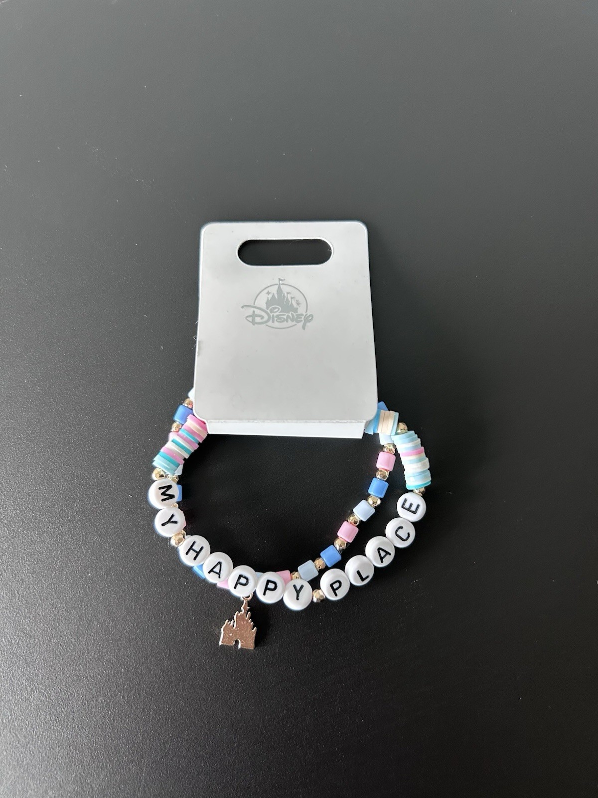 2025 Disney Parks Cinderella Castle My Happy Place Stretch Bracelet Set Of 2 NEW