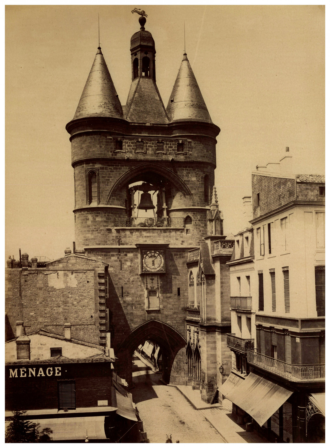 France, Bordeaux, Porte de la Grosse Cloche vintage albumen print album print France, Bordeaux, Porte de la Grosse Cloche vintage albumen print album print