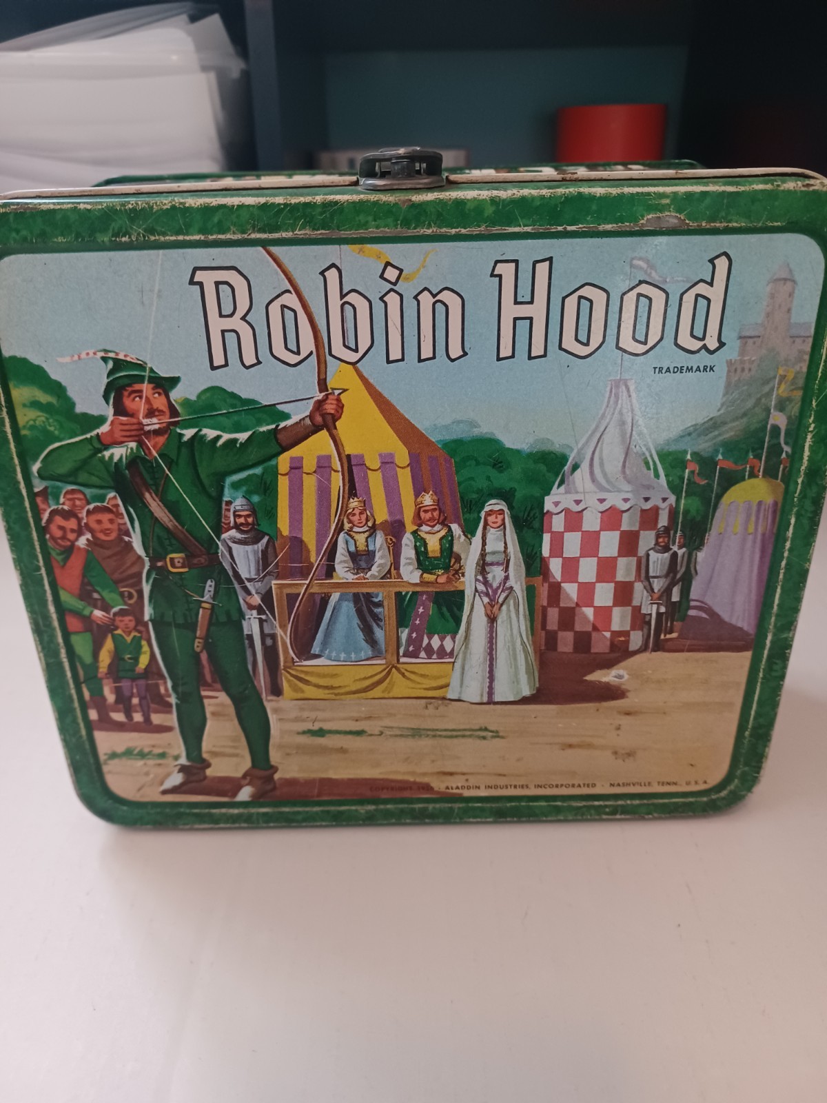 1956 Robin Hood Metal Lunchbox no/Handle or Thermos by Aladdin 