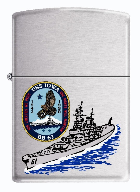 USS Iowa (BB-61) Battleship Zippo MIB Brushed Chrome  2023