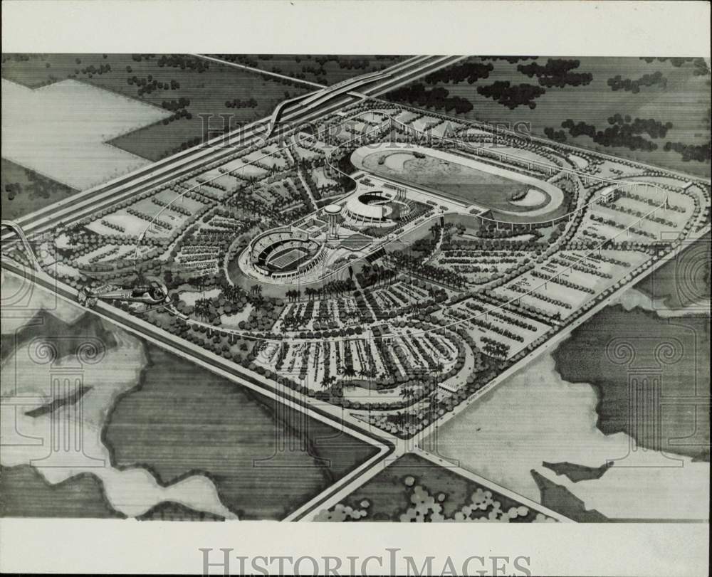 1979 Press Photo Plan for a proposed stadium - lrb18448 1979 Press Photo Plan for a proposed stadium - lrb18448