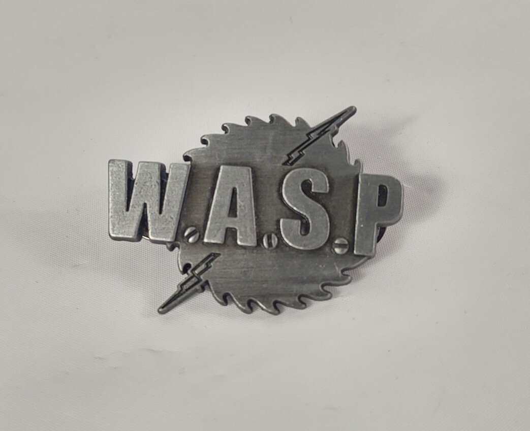 Lapel Pin Pinback W.A.S.P Saw Blade 80\'s Hair Metal Heavy Music Silver Tone 