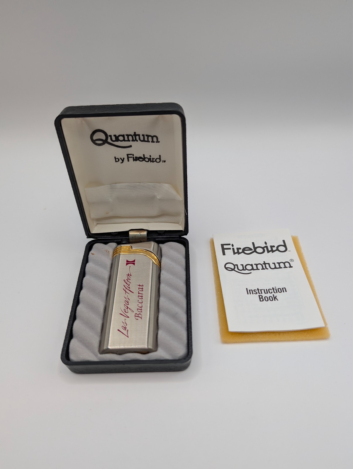 Vtg Quantum By Firebird Las Vegas Hilton Baccarat Butane Lighter