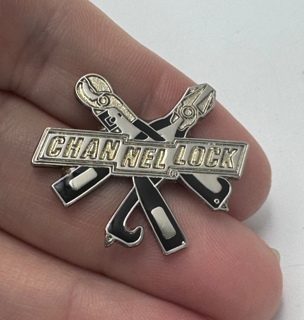 Vintage ChannelLock Crossed XLT Rescue Tool Logo Lapel Pin Silver Tone