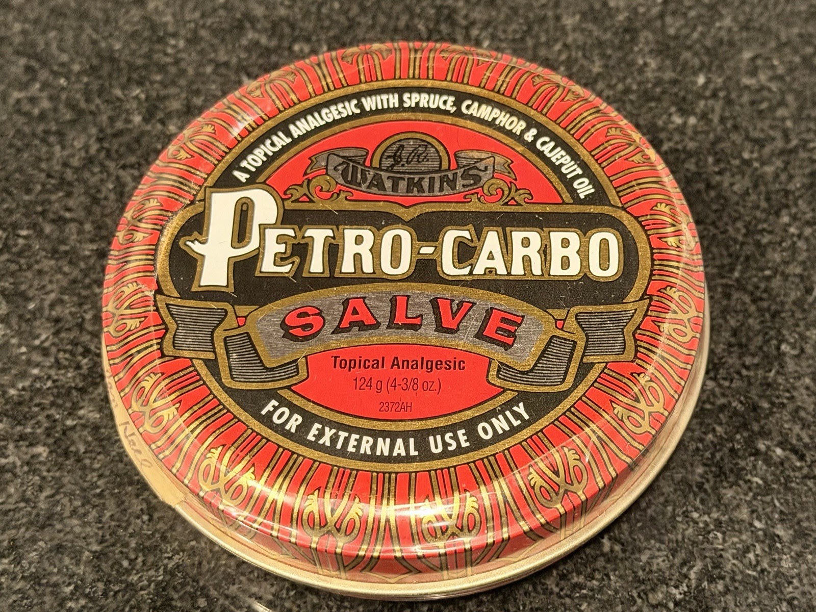 Vintage J.R. Watkins Petro-Carbo Salve 4-3/8 oz 124g Factory Sealed Tin Exp 2004