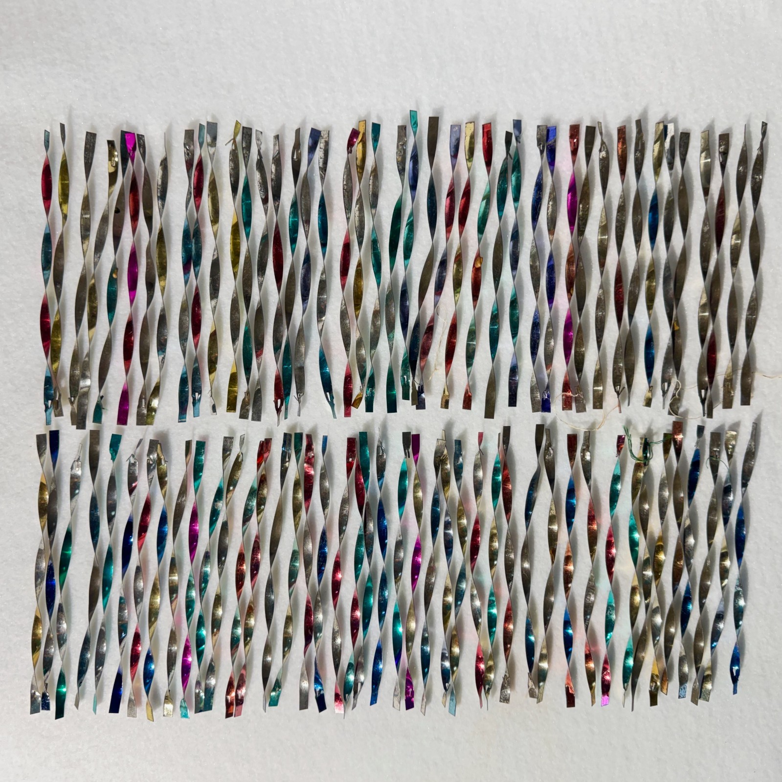 Vtg MCM Christmas Jeweled Icicle Ornaments -Aluminum Spiral -Lot of 86 Two Tone