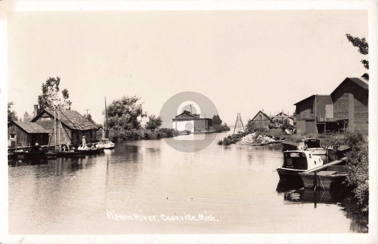 Pigeon River, Caseville MI Michigan 1943 RPPC Photo Postcard COPY