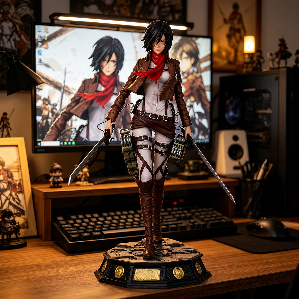 Anime Attack on Titan Mikasa Ackerman 1/6 31cm PVc Statue Figure Collection