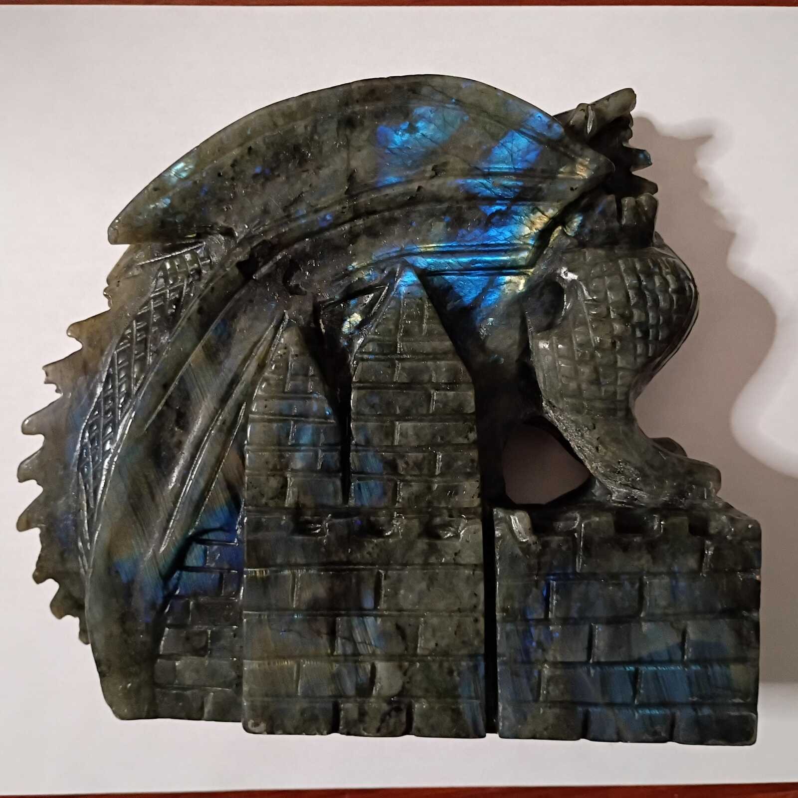 Labradorite dragon carving sculpture art Labradorite dragon carving sculpture art