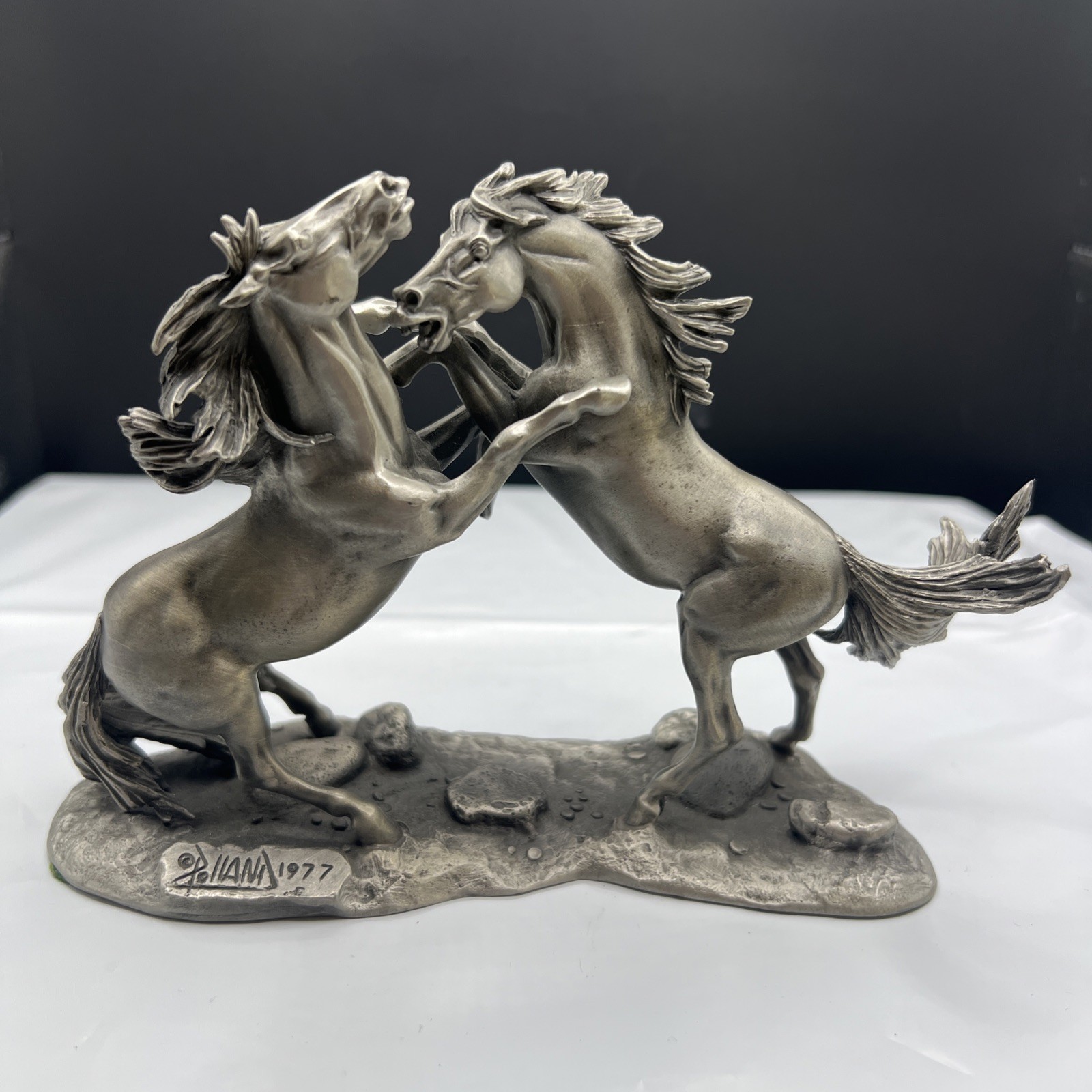 Vintage Polland 1977 Franklin Mint Pewter Horse Wild Stallions Figurine Limited