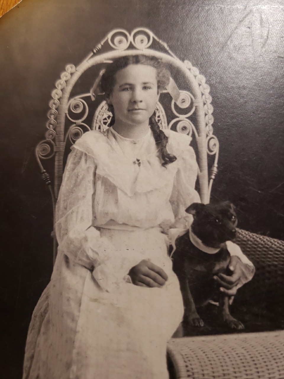 Antique 1900s Ellensburg Wash Photo Card Aunt Agnes Sperling Pug Puppy Dog