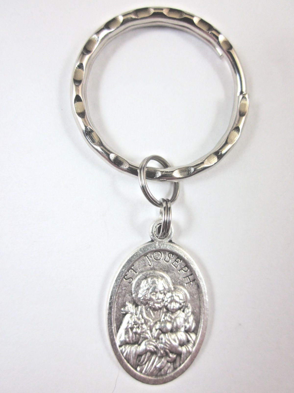 St Joseph / Holy Family Medal Italy Key Ring Gift Box & Prayer Card