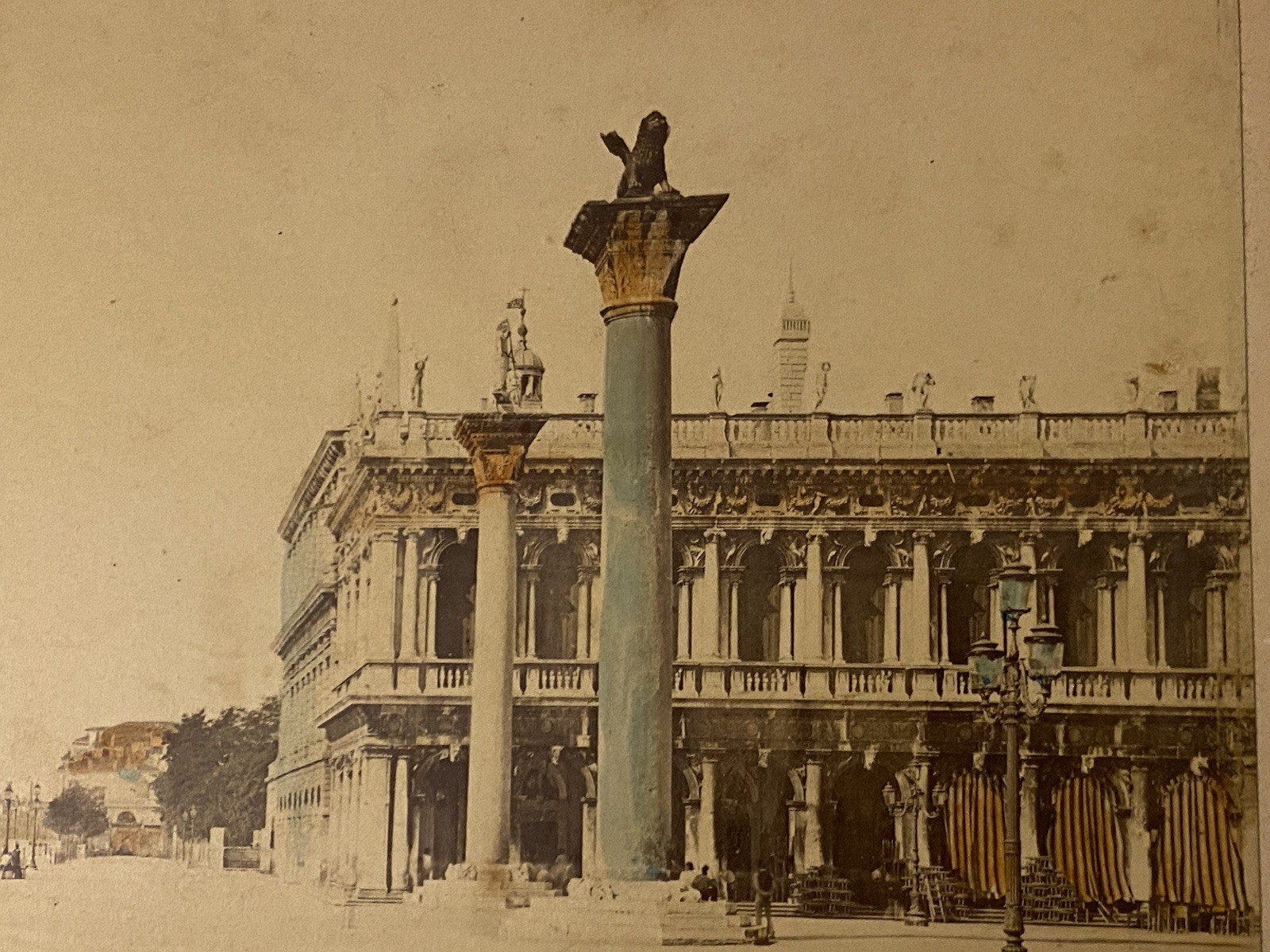 Vtg 1895 Molo Dal Ponte Della Paglia  Venice Italy Tinted Photo