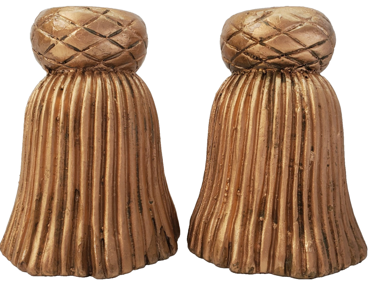 Two\'s Company Gilded Tassel Candle Holders Set of 2 Deep Taper Candle Holders