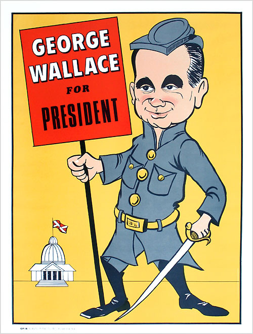 1968 George Wallace for President Cartoon Caricature Poster