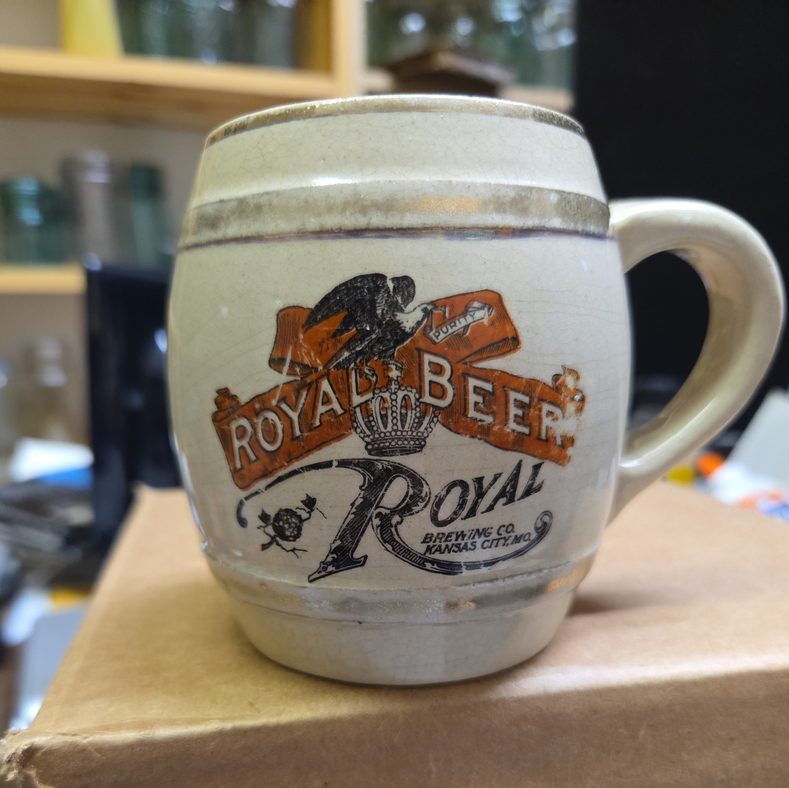 ROYAL BEER PRE PROHIBITION SMALL STEIN 10 oz. nice ROYAL BEER PRE PROHIBITION SMALL STEIN 10 oz. nice