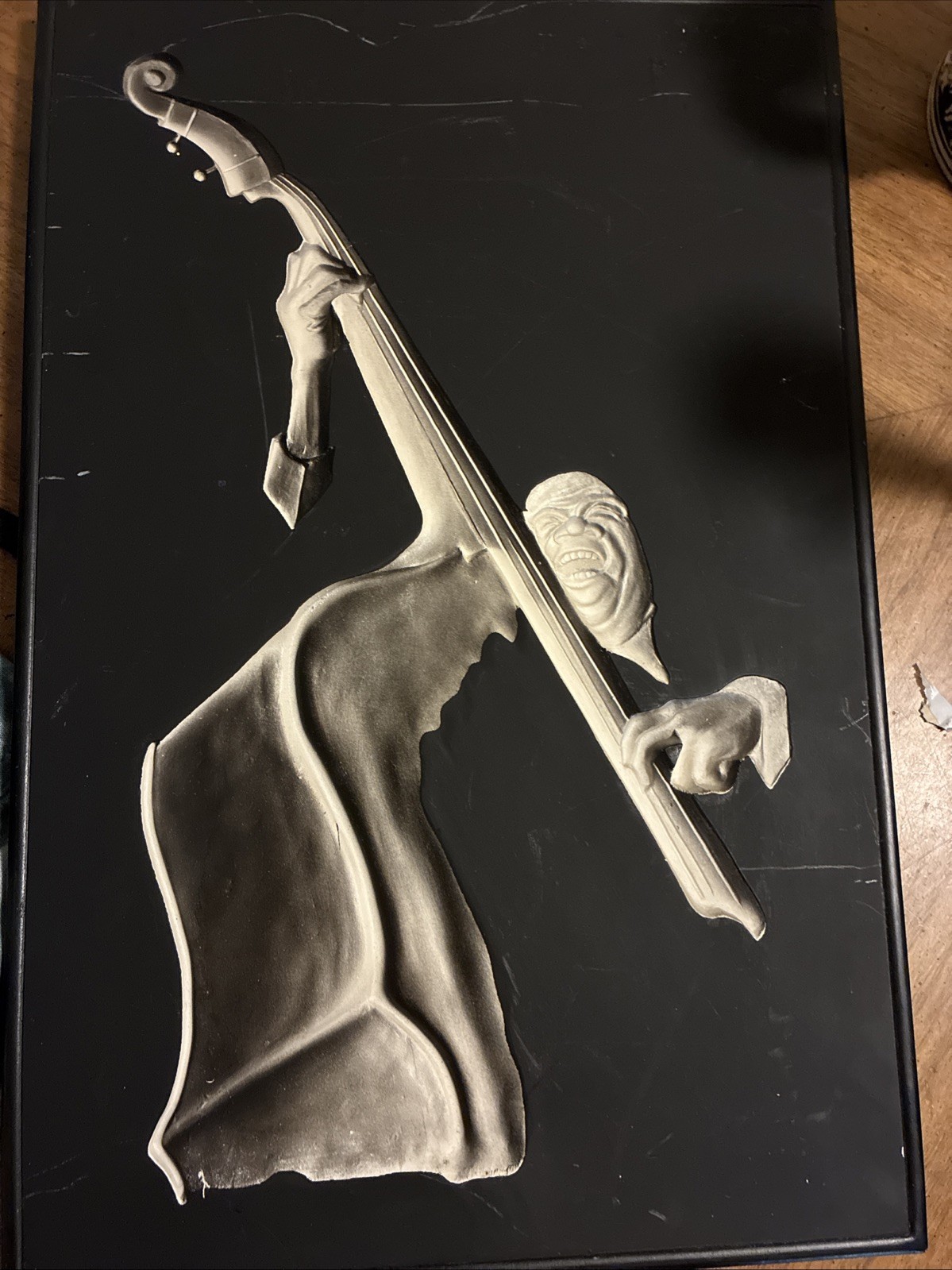 Vintage 1957 Hand Richter Plaster Jazz Wall Plaque - Upright Bass Player MCM Vintage 1957 Hand Richter Plaster Jazz Wall Plaque - Upright Bass Player MCM