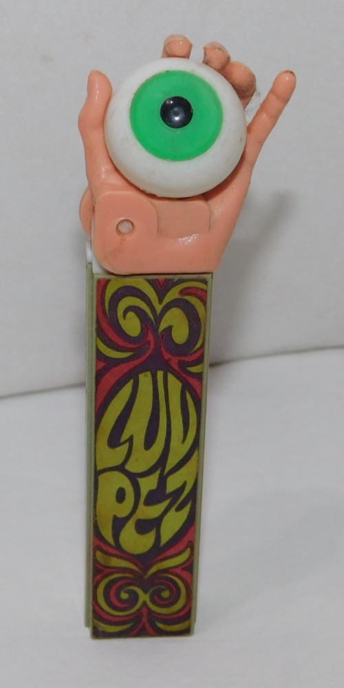 AWESOME 1960's Psychedelic Eye In Hand Mod Pez Luv Pez No Feet PEZ Dispenser