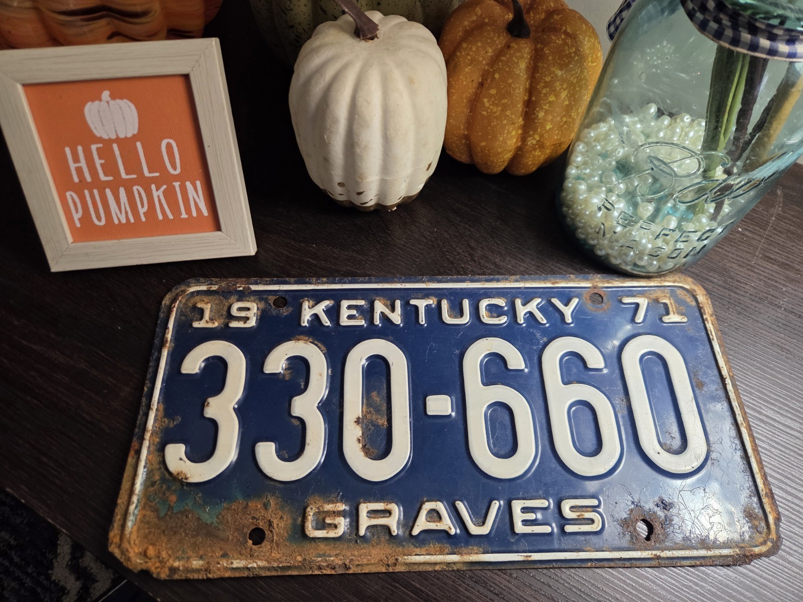 Vintage 1971 Blue Kentucky License Plate Vintage 1971 Blue Kentucky License Plate