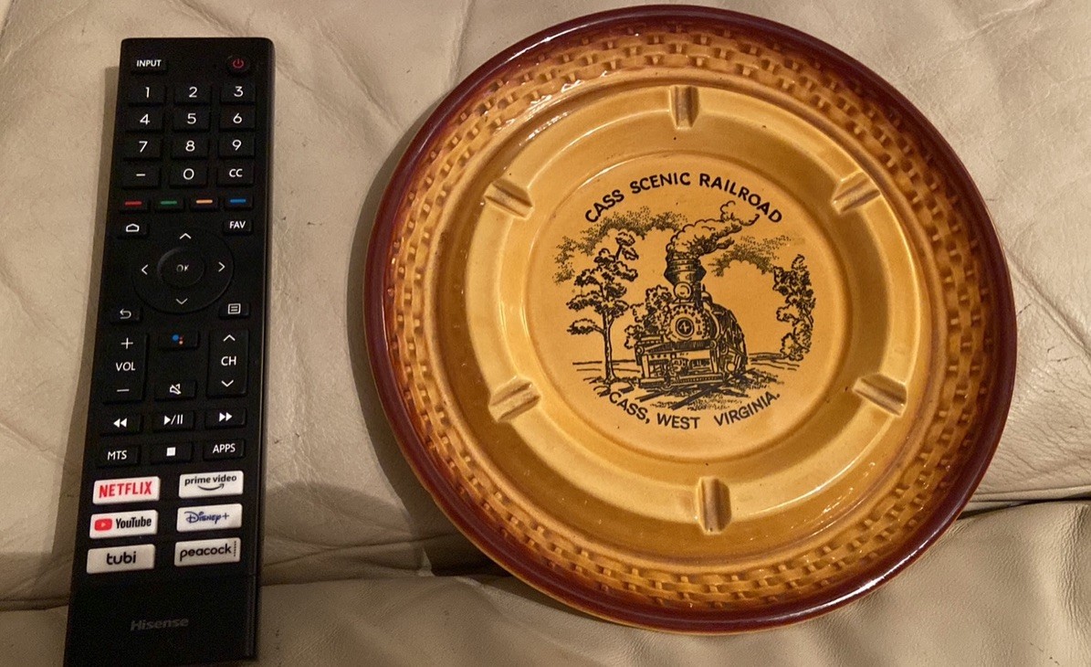 Antique Vintage Large Ashtray Cass Scenic Railroad West Virginia 8” ANCO Japan
