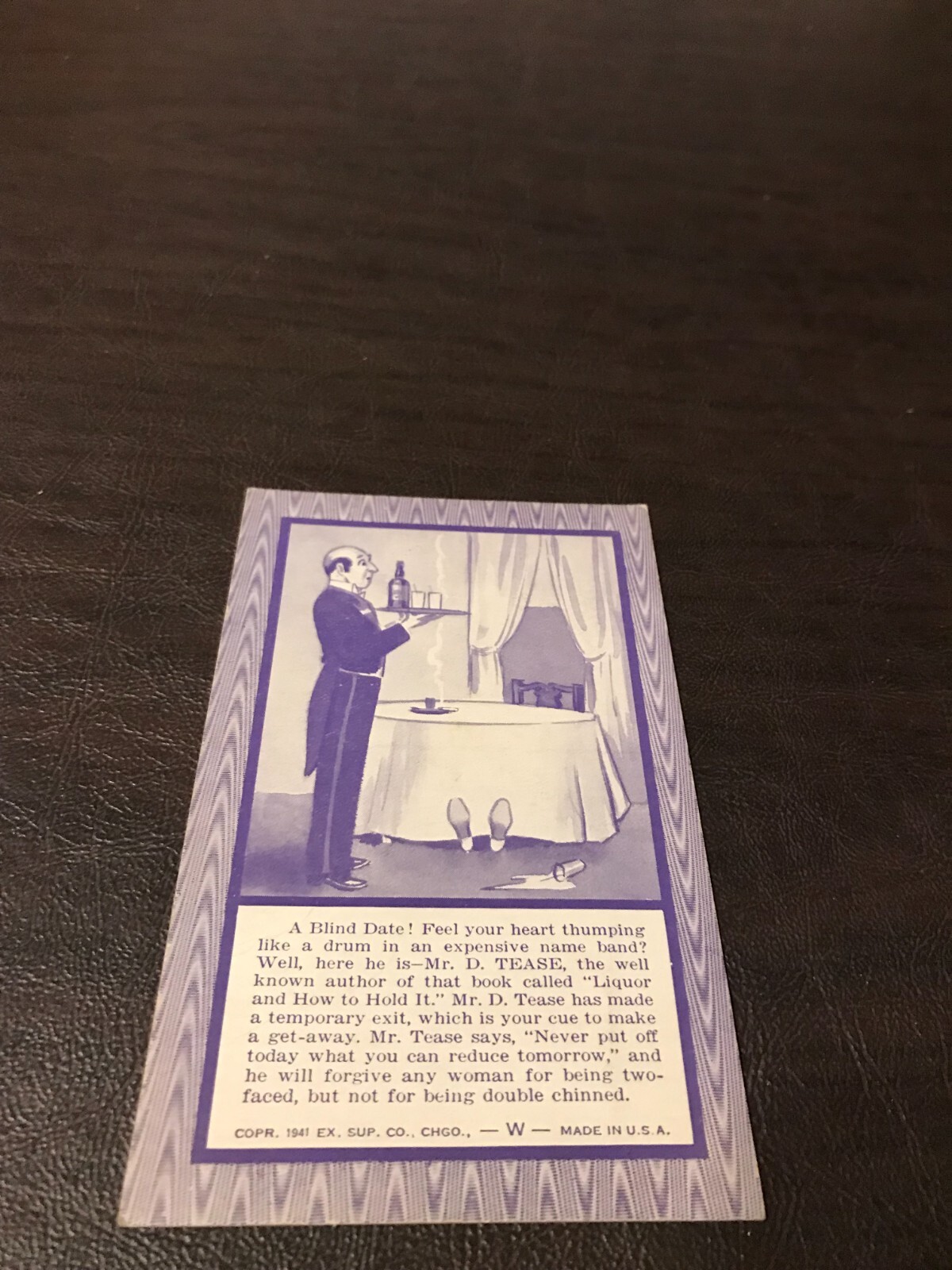EARLY HUMOR - UNPOSTED POSTCARD - A BLIND DATE