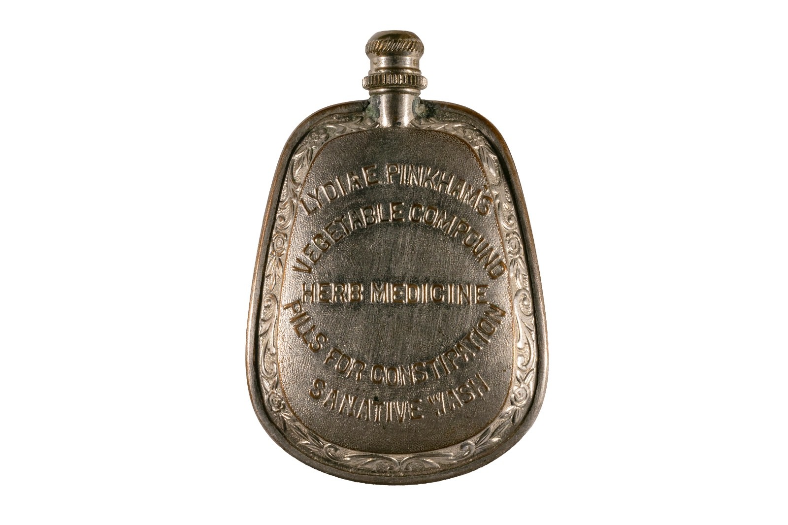 Scarce 1880s Lydia E. Pinkham’s vegetable tonic tin bottle in excellent cond Scarce 1880s Lydia E. Pinkham’s vegetable tonic tin bottle in excellent cond