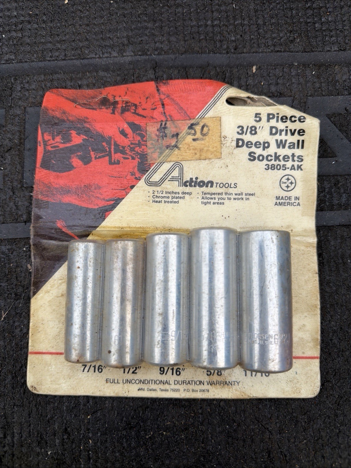 Rare Action Tools By Thorsen USA Nos Deep Socket Set 5pc 3/8” Drive Dallas TX