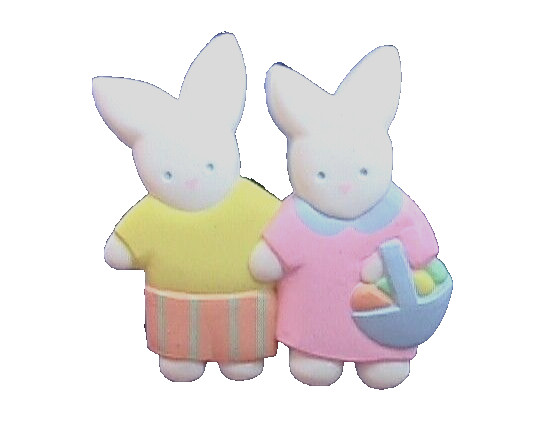 Hallmark PIN Easter Vintage BUNNY RABBIT EGG BASKET Boy Girl 1990 Holiday Brooch Hallmark PIN Easter Vintage BUNNY RABBIT EGG BASKET Boy Girl 1990 Holiday Brooch